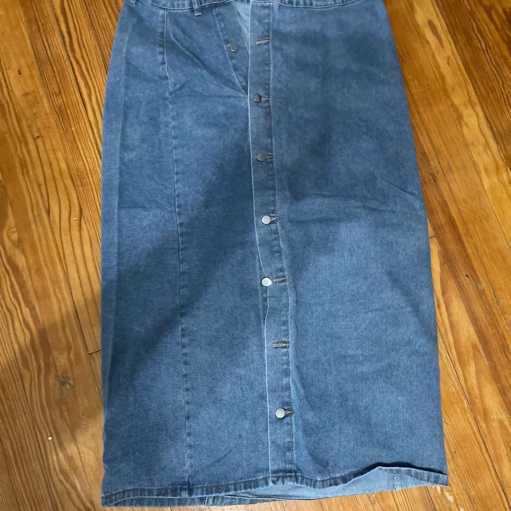 SHEIN Blue Button-Front Maxi Skirt NEVER WORN